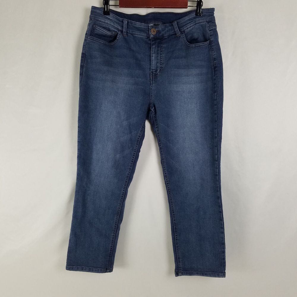 JW Style Jeans Womens 12 Blue High Rise Cropped Leg Dark Wash Denim‎ W33xL24